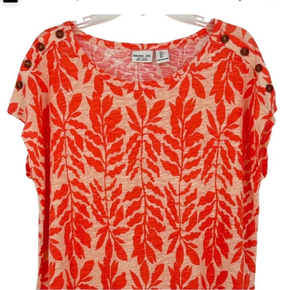 RACHEL Rachel Roy Women's Orange Leaf Print Top